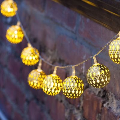 LED Globe String Lights Decorative Moroccan Orb Silver Metal Balls Battery USB Powered Indoor Outdoor Decoration for Christmas