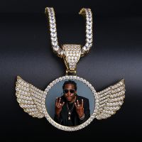 [ladies jewelry]   TOPGRILLZ Gold Custom Made Photo With Wings Medallions Necklace Amp; Pendant 4Mm Tennis Chain Cubic Zircon Men 39; S Hip Hop Jewelry