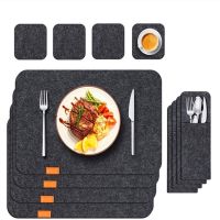 【CC】✎  3pcs Set Placemat Table Washable Felt Placemats Tableware Non-Slip Dining Cup Coaster Wine