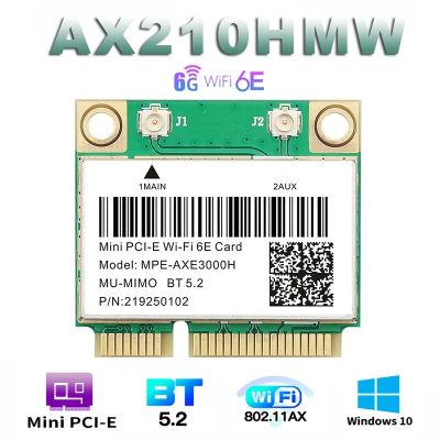 WiFi 6E AX210HMW Mini PCI-E สำหรับ Intel AX210 5374Mbps บลูทูธ5.2 802.11ax 2.4G/5G/6G Wifi 6 AX200อะแดปเตอร์ไร้สาย