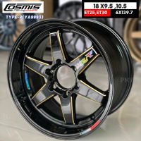 ล้อแม็กขอบ 18x9.5 ET+25, 18x10.5 ET+30 6H139.7 CB106? ยี่ห้อ Cosmis รุ่น TYPE-R(YA9993) ?สีดำ+ข้างก้านไดร์ทอง? ?(ราคาต่อ1วง)? ขายยกชุด4วง NEW2022⭐