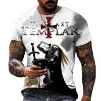 Summer Fashion Templar 3D Printed Mens T-Shirt Street Harajuku Cross TShirt For Men Short Sleeve Oversized Tshirt Vintage Top