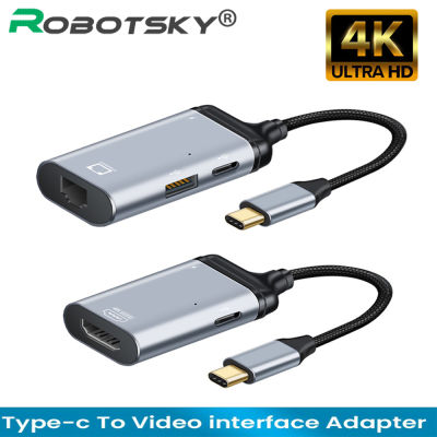 2021New 4K USB C to rj45VGADPHDMI-compatibleMini DP Cable Type C to HDMI Thunderbolt 3 Adapter for Pro 4K UHD USB-C