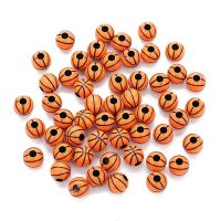 50pcs/lot Orange 11mm Acrylic Beads Round Sport Basketball Charm Beads 4mm hole Fit For Bracelet Necklace Diy Jewelry Making