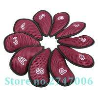 10pcs/set Red Meshy Neopree Golf iron Club Head Covers 3,4,5,6,7,8,9,P,S,A Fit Right Hand Irons