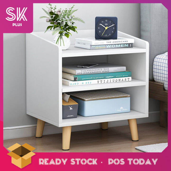 SKPLUS Simple Modern Multi functional Bedside Table Solid Wood Mini Shelf Storage