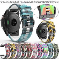 （Bar watchband）สายนาฬิกาอัจฉริยะสำหรับ Garmin Fenix 7 7X 6 6X Pro 5X 5 3HR Forerunner 955 945สายรัดพิมพ์ลายสร้อยข้อมือซิลิโคน