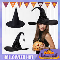 [hot]2022 Halloween Folds Witch Wizard Black Hat Party Cosplay Costume Headgear Devil Cap Props Decoration for Women Men Adult Kid