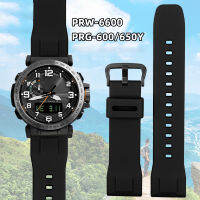 ?ราคาไม่แพงมากที่สุด?สายรัดข้อมือซิลิโคนสำหรับผู้ชาย CASIO PROTREK ซีรีส์ Prw-60/30 /50/70yt อุปกรณ์สายรัดนาฬิกาสำหรับปีนเขาสีดำ23มม.