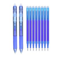 ชุดปากกาเจลแบบกดปากกามหัศจรรย์ลบหมึกออกได้10ชิ้น/ล็อต0.5มม.,การเขียนในห้องเรียนหมึกเติมสีฟ้า/หมึกดำสามารถซักปากกามือจับได้