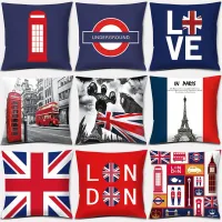 Home Decor LOVE England Series Printed Square Polyester Pillowcase Cushion Cover Bedroom Living Room Ornament funda de almohada