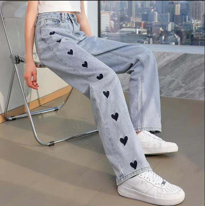 High Waist Baggy Jeans for woman Wide Leg Jeans Js Heart Design High
