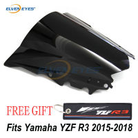 กระจกบังลมมอเตอร์ไซค์สำหรับ Yamaha YZF,อุปกรณ์ตกแต่งรถมอเตอร์ไซด์กันลม R3 15 16 17 18ที่บังลมแผ่นหักเหลมรถสปอยเลอร์สำหรับ Yamaha YZF 2015 2016 2017 2018 R3