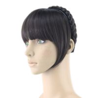 Soowee 8 Colors Synthetic Hair Fringe Black Blonde Hair Bangs with Braided Hair Clip Hairpieces Accessories