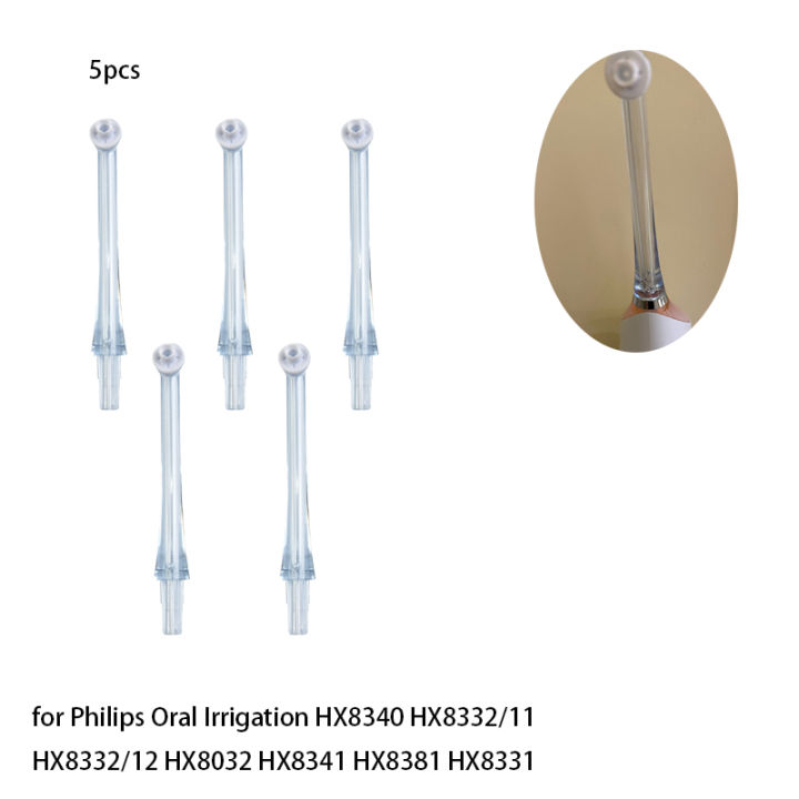 oral-irrigator-หัวฉีดอุปกรณ์เสริม5ชิ้นสำหรับ-hx8341-hx8381-hx8331เปลี่ยนหัวฉีดไฟฟ้า-irrigator