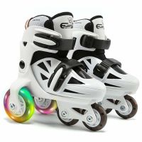 Double Line Roller Skates For Kids Adjustable 4-wheel Skating Shoes Professional PU Flashing Wheel Children Sneakers