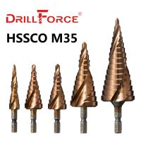 Drillforce M35 5% Cobalt Step Drill Bit HSSCO Cone Metal Tool Hole Cutter 3-12/3-14/4-12/4-20/4-22/4-25/4-32/5-21/5-27/6-24mm Exterior Mirrors