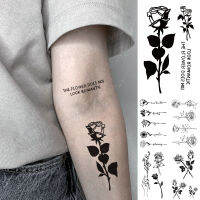 กันน้ำชั่วคราว TATTOO สติกเกอร์โรงเรียนเก่า Rose แฟลช Tatoo หนามดอกไม้มือแขนข้อมือปลอม TATTOO สำหรับ Body Art ผู้หญิง-KEOIR MALL