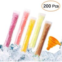 hot【cw】 200Pcs Popsicle Molds Disposable Tube Ziplock BPA Yogurt Sticks Juice Pops with A Funnel