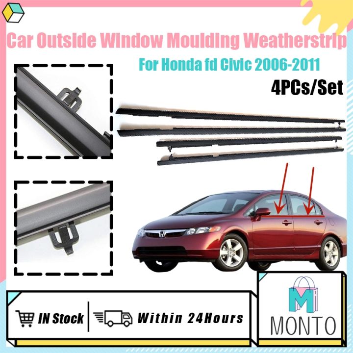 For Honda Civic 2006-2011 4PCS Outside Window Moulding Weatherstrip Seal  Belt US