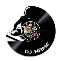 DJ Man Player Music Wall Art Home Decor DJ Wall Hanging Watch Custom Name Vinyl Record Wall Clock Modern Rock n Roll DJ Gift