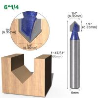 6Mm Shank 90องศาVร่องบิตเราเตอร์1/4  5/16  3/8  1/2  แกะสลักChuck Trmmngเครื่องตัดมิลลิ่งเครื่องมืองานไม้อุปกรณ์เสริม