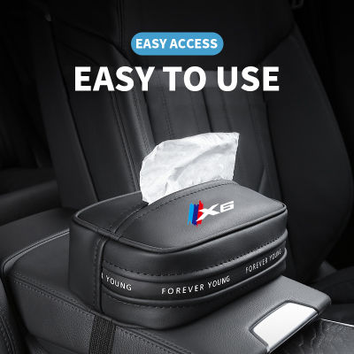 กล่องกระดาษทิชชู่สำหรับรถยนต์,กล่องกระดาษที่วางผ้าเช็ดปากที่ใส่ทิชชูหนังอเนกประสงค์กระเป๋าใส่กระดาษชำระอุปกรณ์ตกแต่งรถยนต์สำหรับ X6 BMW