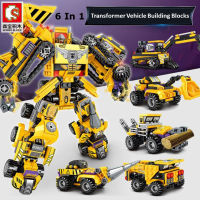 6 IN 1/ 587 Pcs Lego Transformer Robot Toys Building Blocks Toys Construction Vehicles Gift For Kids Mainan Budak