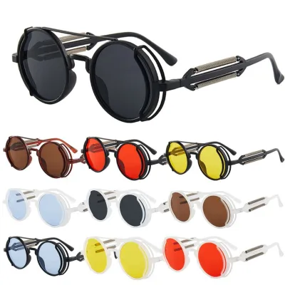 คลาสสิกโกธิกสตรีมพังก์แว่นกันแดด UV400คู่ฤดูใบไม้ผลิขาตาสีเลนส์ย้อนยุครอบโลหะกรอบแว่นกันแดดแว่นตา
