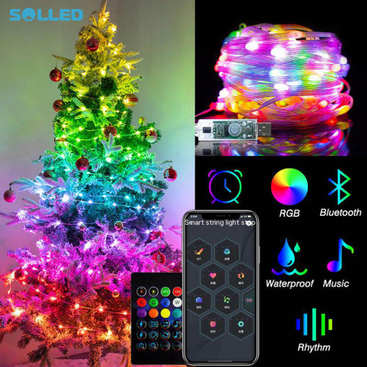 SOLLED Usb Led String Lights Outdoor Ip65 Waterproof App Remote Control ...