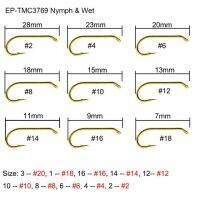 Eupheng 100ชิ้นเบ็ดตกปลาเปียก Nymph Salmon Steelhead Streamer Barb ทองสัมฤทธิ์ Nickel Fly Fishinhg HG