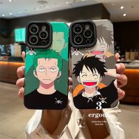 เคสโทรศัพท์มือถือ ป้องกันเลนส์ ลายอนิเมะ ONE PEICE Luffy สไตล์ญี่ปุ่น สําหรับ IPhone 14 13 12 SE2020 X XR Xs 7 8