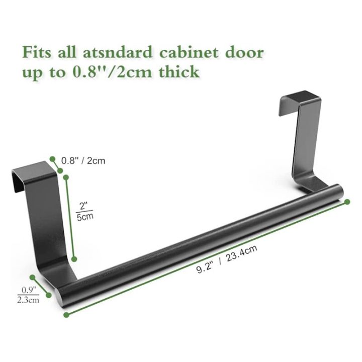kitchen-cabinet-towel-holder-9inch-professional-over-cabinet-towel-bar-rank-universal-fit-on-cupboard-doors-2-pack