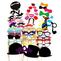 10-58pcs Fun Wedding Decoration Photo Booth Props DIY Mustache Lips Glasses Mask Photobooth Accessories Wedding Party Supplies TV Remote Controllers