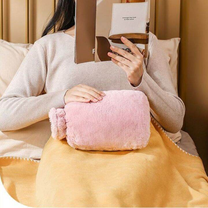 flate-ขนกระต่ายเทียม-กระเป๋าใส่น้ำร้อน-นุ่มนุ่มๆ-1l-2l-กระเป๋าใส่น้ำอุ่น-น่ารักน่ารักๆ-พีวีซีพีวีซี-ถุงยางกันอุ่นน้ำ-คอไหล่หลังมือขาเอว