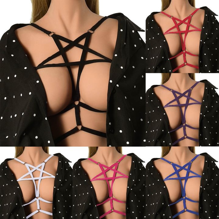 Women Sexy Lingerie See Through Lace Cupless Strappy Bra Elastic Belt  Erotic Bralette Tops