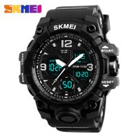 SKMEI 1155B นาฬิกาข้อมือผู้ชายกันน้ำมัลติฟังก์ชั่นพร้อมหน้าจอคู่และนาฬิกาอิเล็กทรอนิกส์กีฬากลางแจ้งกันกระแทก