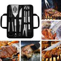 Stainless Steel BBQ Set Barbecue Grilling Tools Set BBQ Utensil Accessories Camping Outdoor Cooking Tools Kit With Carry Bag Box