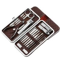 18 Pcs Stainless Steel Manicure Pedicure Tool Nail Clipper Kit Set with Case