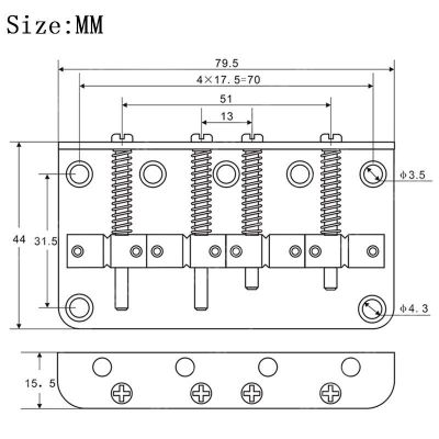 ‘【；】 4 String Electric Bass Guitar Bridge For J Bass Saddle Part  Tailpiece Guitar Parts Replacement