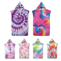 Colorful Print Hooded Beach Towel Soft Microfiber Beach Changing Clothes Cape Outdoor Travel Swimming Gitness Bath Towel