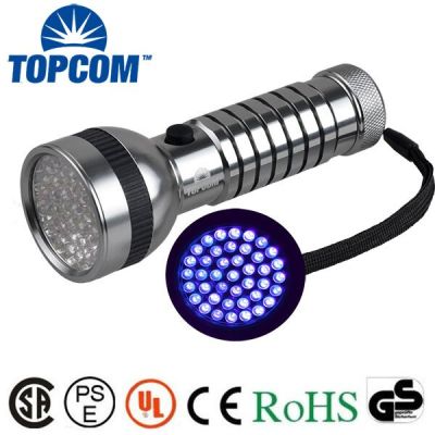 TopCom 41 LED Professional UV Inspection Flashlight 380nm Ultraviolet Spectrum 380nm and 395nm Super Bright Rechargeable Flashlights
