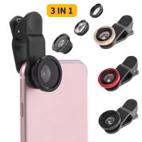 3 in 1 Mobile Phone Camera Lens Kits Wide Angle Macro Fisheye Lenses Ultra-Portable Mobile Fish Eye for iPhone Samsung Xiaomi Smartphone Lenses