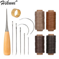 ชุดเครื่องมือเย็บหนังพร้อมเข็มเย็บผ้ามือ Awl Thimble Waxed Thread Set For DIY Leather Craft Shoemaker Canvas Repair