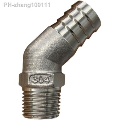 DN15 1/2 quot; BSPT Male To 20mm Hose Barb Hosetail 45 Degree Elbow Connector Coupler 304 Stainless Steel Pipe Fitting Connector