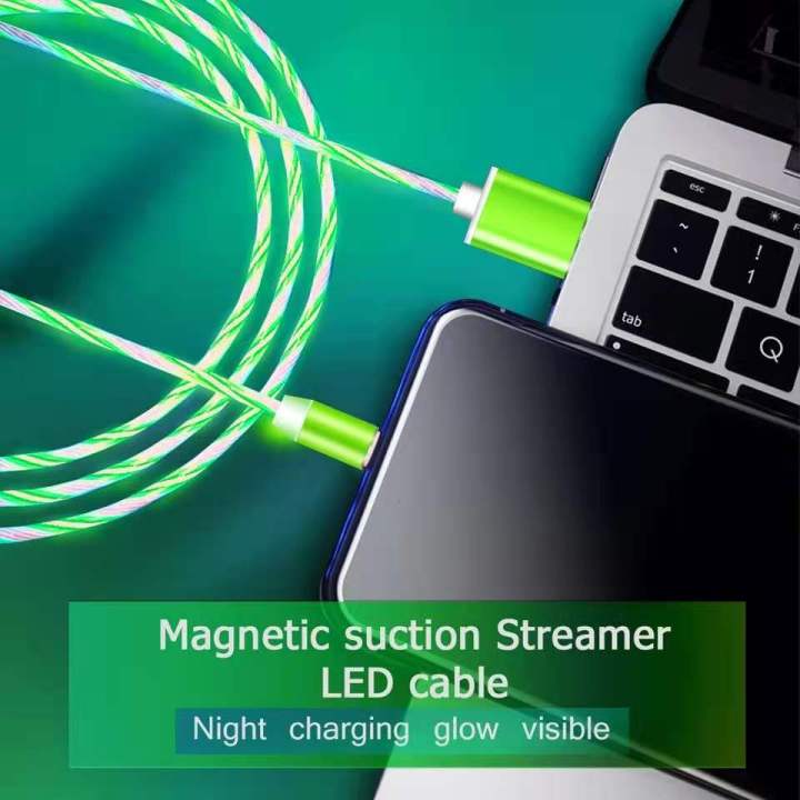 mobile-phone-cable-magnetic-flow-luminous-lighting-charging-cord-charger-wire-1m-2m-for-samaung-led-micro-usb-type-c