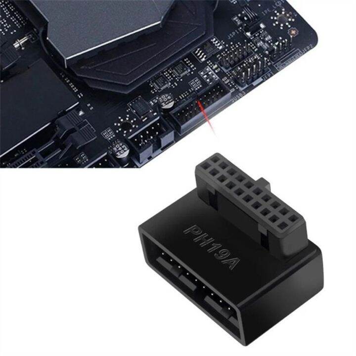 Newane Black 90 Degree Desktop Computer Usb 3 0 19p 20p Mainboard Cable Connectors Motherboard