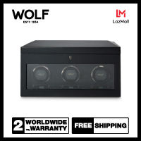 กล่องหมุน กล่องนาฬิกา WOLF1834 รุ่น BRITISH RACING TRIPLE WATCH WINDER WITH STORAGE (BLACK)