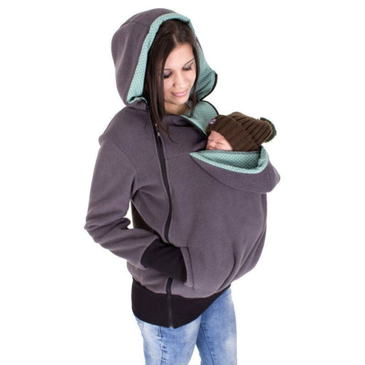 autumn-amp-winter-three-in-one-pullover-detachable-baby-sleeping-bag-multifunctional-kangaroo-mother-sweater-coat-womens-clothing