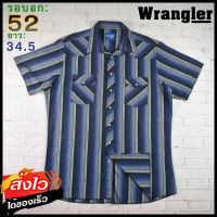 Wrangler®แท้ อก 52 เสื้อเชิ้ตผู้ชาย แรงเลอร์ สีดำม่วง แขนสั้น เนื้อผ้าดี ใส่เที่ยวใส่ทำงาน